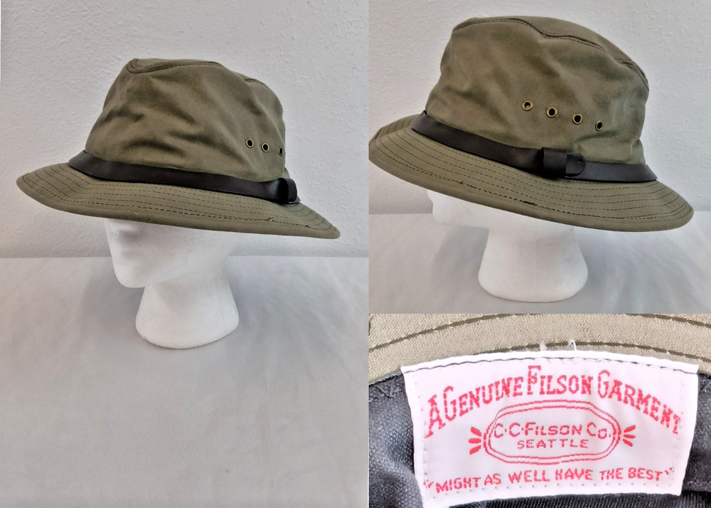 Vintage C.C.Filson Co. Seattle Green Canvas Packer/Safari Hat Size XL #W5614